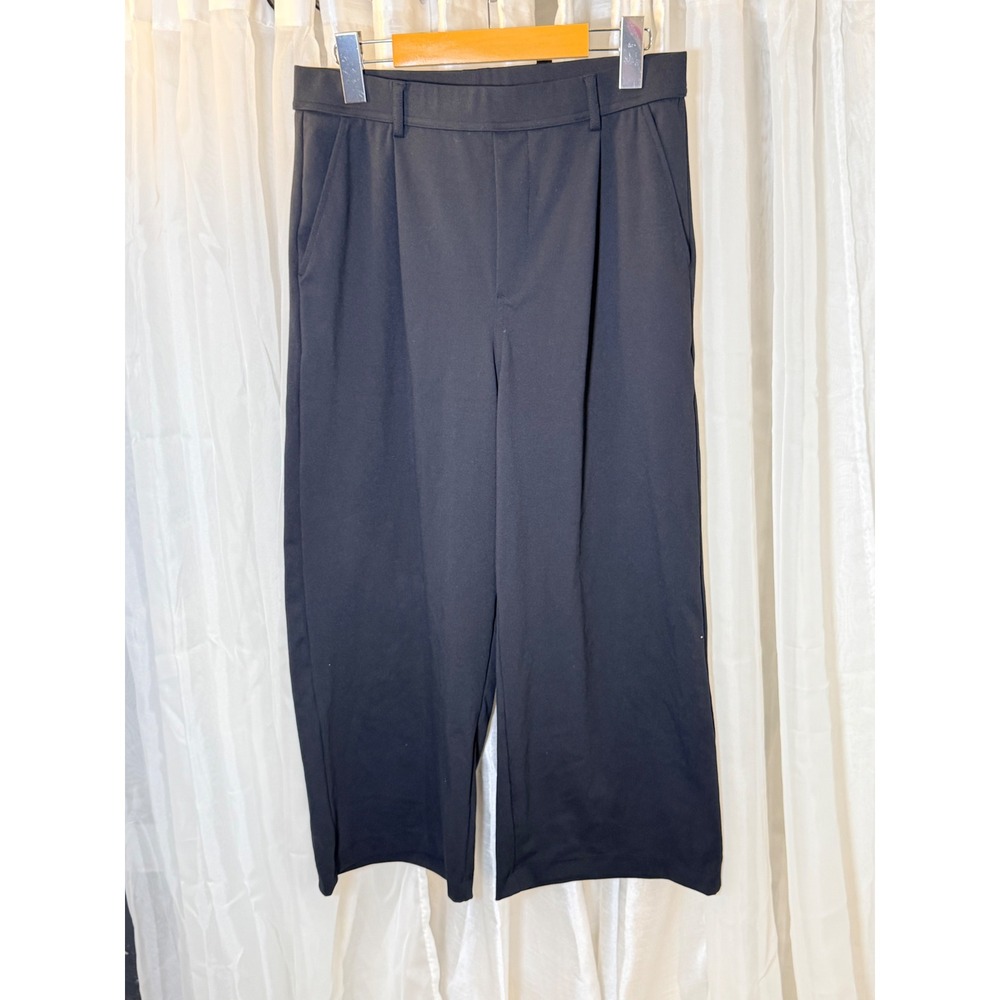 Halara Wide Leg Trousers Womens Medium Black Cropped Stretch Workleisure Pockets